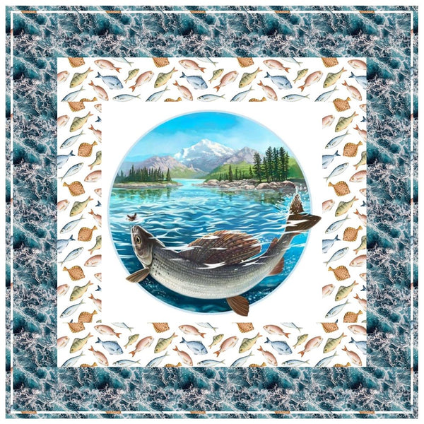 Let's Go Fishing on the Lake Wall Hanging 42" x 42" - ineedfabric.com