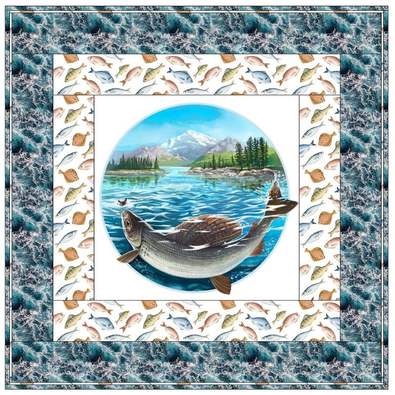 Let's Go Fishing on the Lake Wall Hanging 42" x 42" - ineedfabric.com