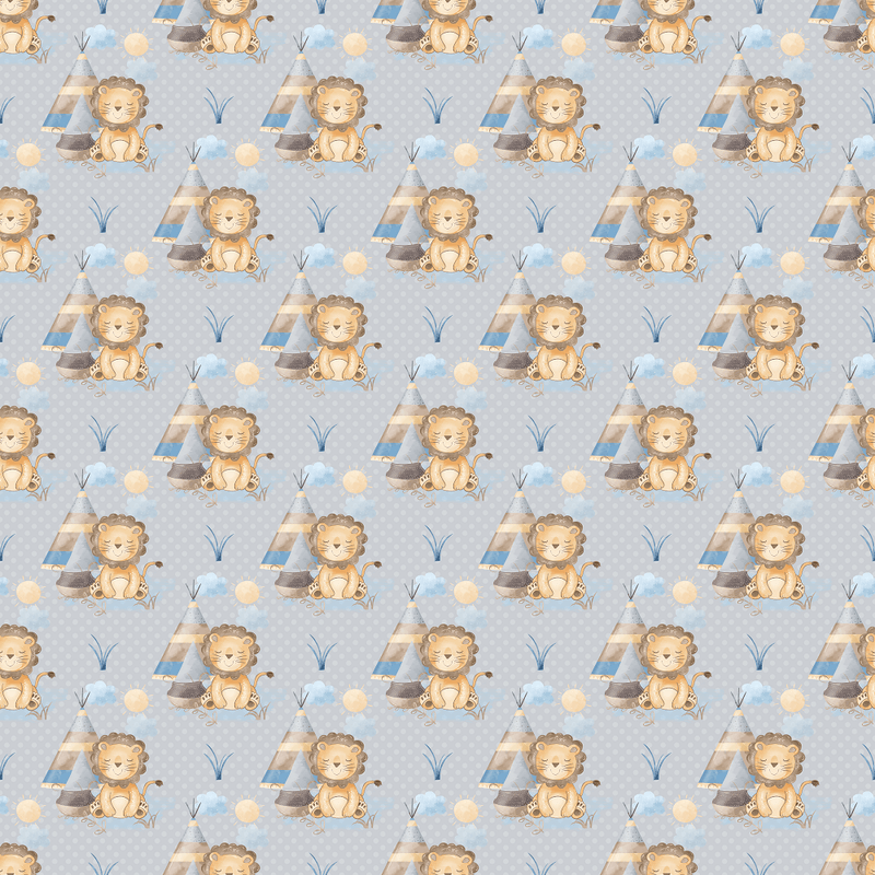 Lil Lion & Tent Fabric - Gray - ineedfabric.com