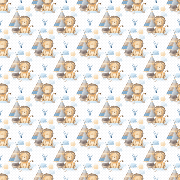 Lil Lion & Tent Fabric - White - ineedfabric.com