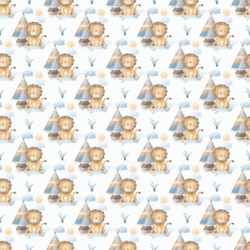 Lil Lion & Tent Fabric - White - ineedfabric.com
