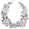 Lilac, Berries, Peonies Wreath Fabric Panel - White - ineedfabric.com