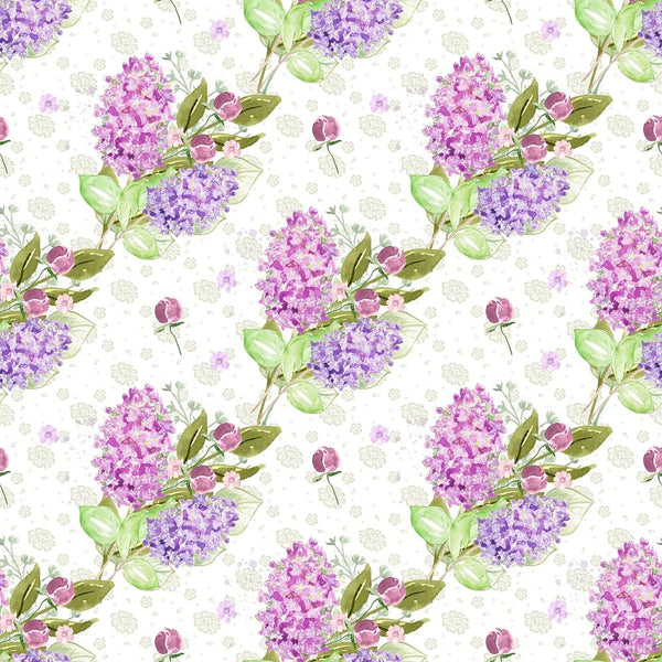 Lilac Bouquets & Florals Fabric - Green - ineedfabric.com