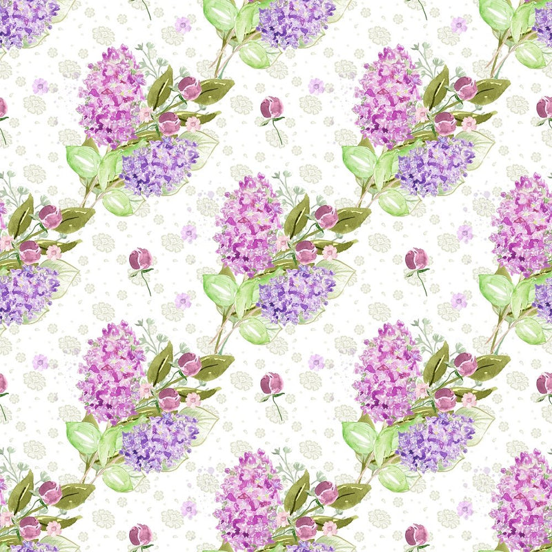 Lilac Bouquets & Florals Fabric - Green - ineedfabric.com