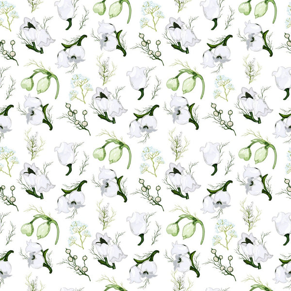 Lily of the Valley Floral Allover Fabric - White - ineedfabric.com