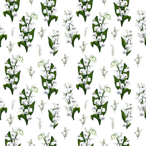 Lily of the Valley Floral Fabric - White - ineedfabric.com
