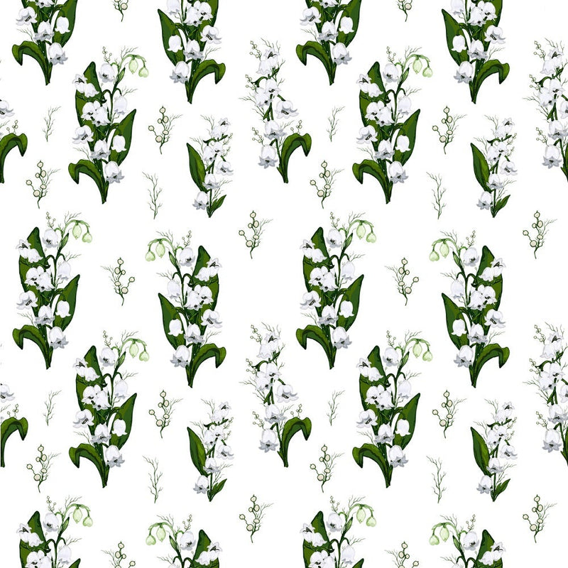 Lily of the Valley Floral Fabric - White - ineedfabric.com