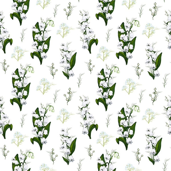 Lily of the Valley Floral Primrose Fabric - White - ineedfabric.com