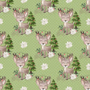 Little Bambi on Dots Fabric - Green - ineedfabric.com