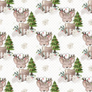 Little Bambi on Dots Fabric - White - ineedfabric.com