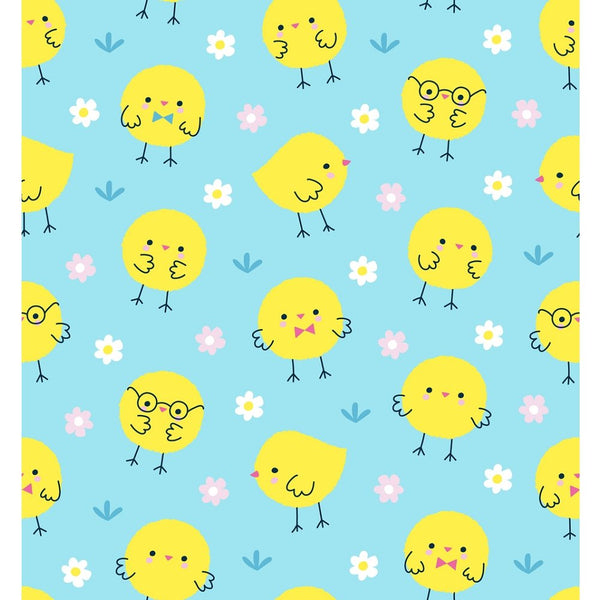 Little Chicks Fabric - Blue - ineedfabric.com