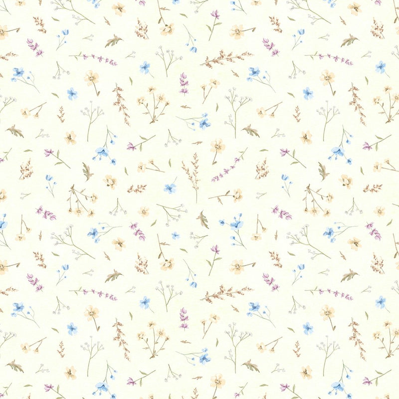 Little Critters Allover Meadow Flowers Fabric - Beige - ineedfabric.com