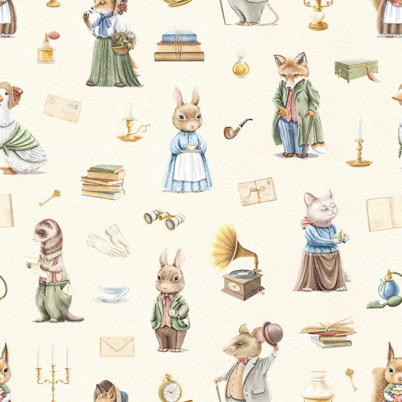 Little Critters Antiques Allover Fabric - Beige - ineedfabric.com
