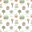 Little Critters Easter Rabbit Family Pattern 2 Fabric - White - ineedfabric.com