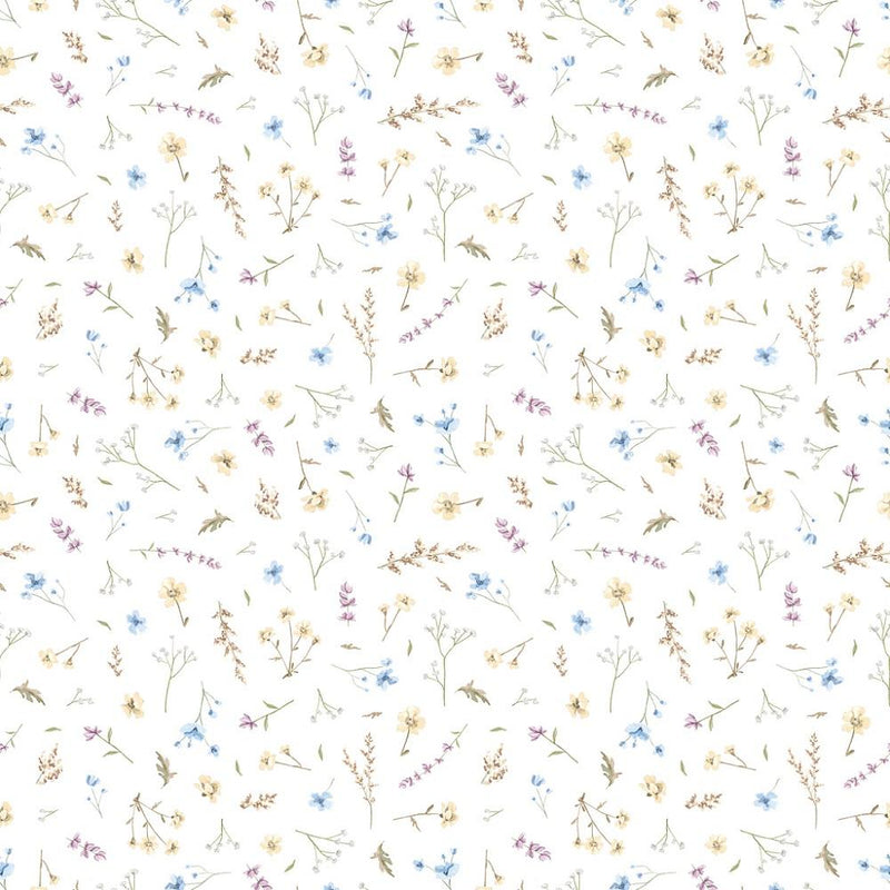 Little Critters Floral Allover Fabric - White - ineedfabric.com