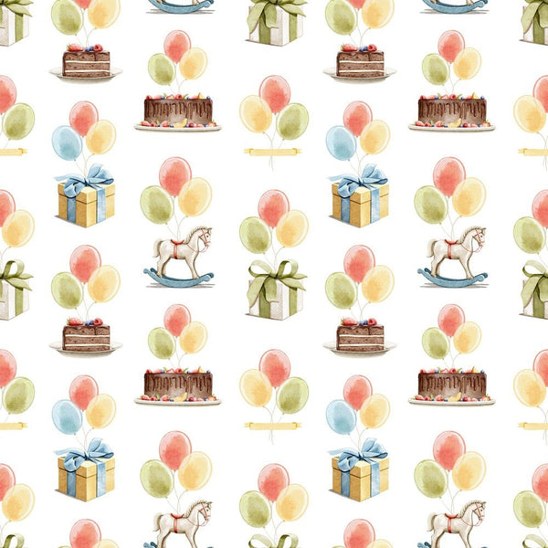 Little Critters It's a Party! Cake and Balloons Fabric - ineedfabric.com