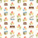 Little Critters It's a Party! Cake and Balloons Fabric - Tan - ineedfabric.com