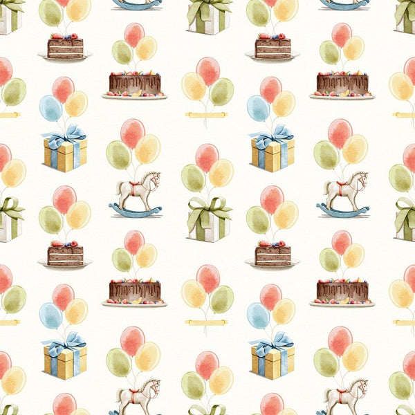 Little Critters It's a Party! Cake and Balloons Fabric - Tan - ineedfabric.com