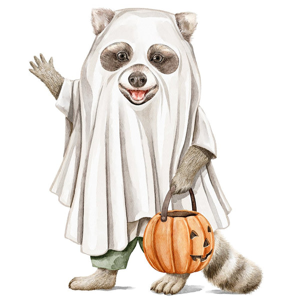 Little Critters Spooky Halloween Raccoon Fabric Panel - ineedfabric.com