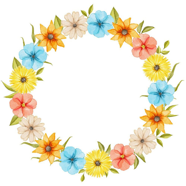 Little Critters Summer Fun Floral Wreath Fabric Panel - ineedfabric.com