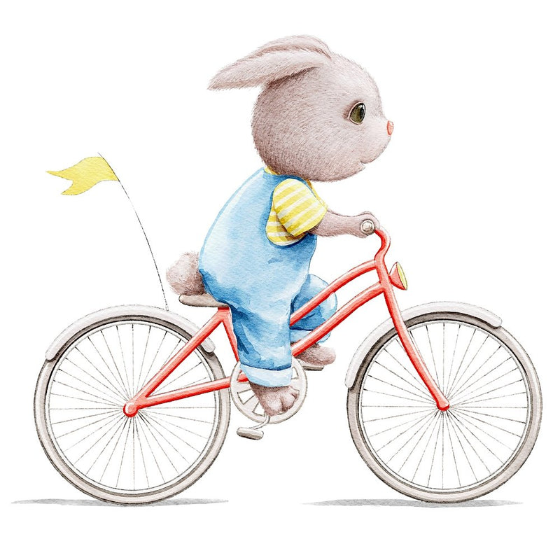 Little Critters Summer Fun Rabbit on Bike Fabric Panel - ineedfabric.com