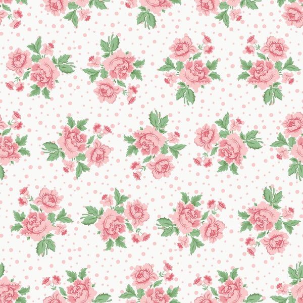 Little Rose Bouquet With Dots Fabric - ineedfabric.com