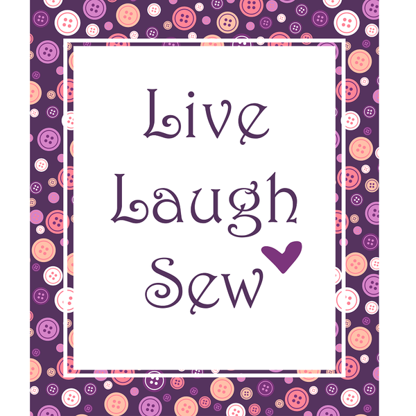 Live Laugh Sew Fabric Panel - Purple - ineedfabric.com