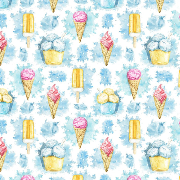 Loads Of Ice Cream Fabric - Blue - ineedfabric.com