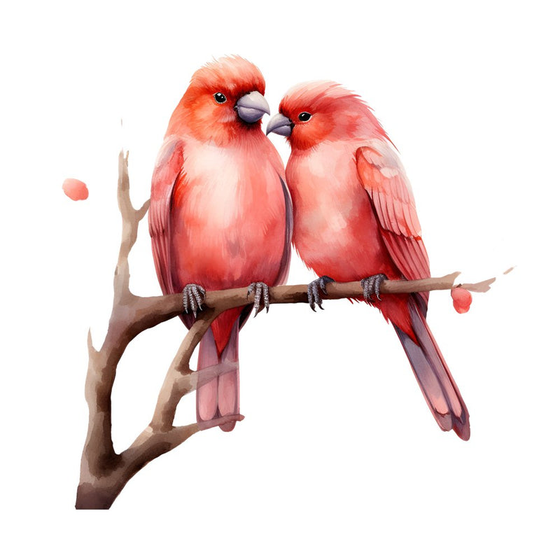 Love Birds On Branch 1 Fabric Panel - ineedfabric.com