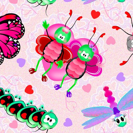 Love Bugs Lovebugs Toss Fabric - ineedfabric.com