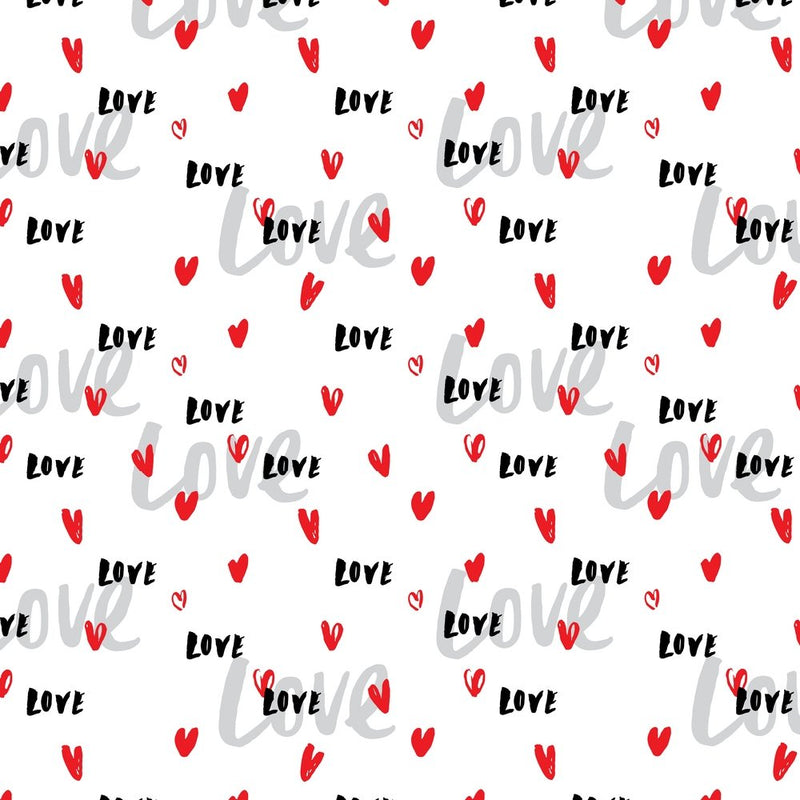Love & Hearts Calligraphy Fabric - ineedfabric.com