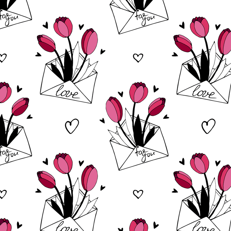 Love Letters & Tulips Fabric - ineedfabric.com