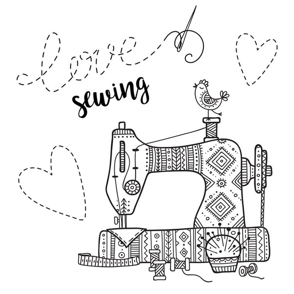 Love Sewing Fabric Panel - Black - ineedfabric.com