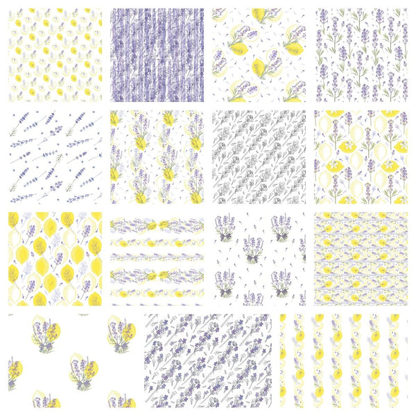 Lovely Lavender & Lemons Fat Eighth Bundle - 15 Pieces - ineedfabric.com