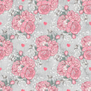 Loving Hearts Bouquets Fabric - Gray - ineedfabric.com