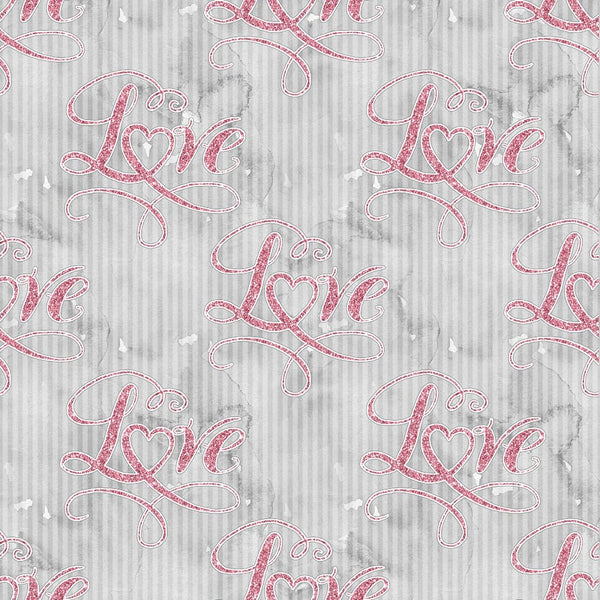 Loving Hearts Love Fabric - Gray - ineedfabric.com