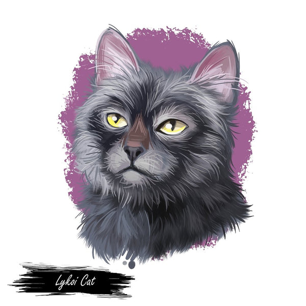 Lykoi Cat Portrait Fabric Panel - ineedfabric.com