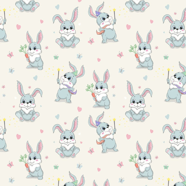 Magical Rabbit Fabric - Cream - ineedfabric.com