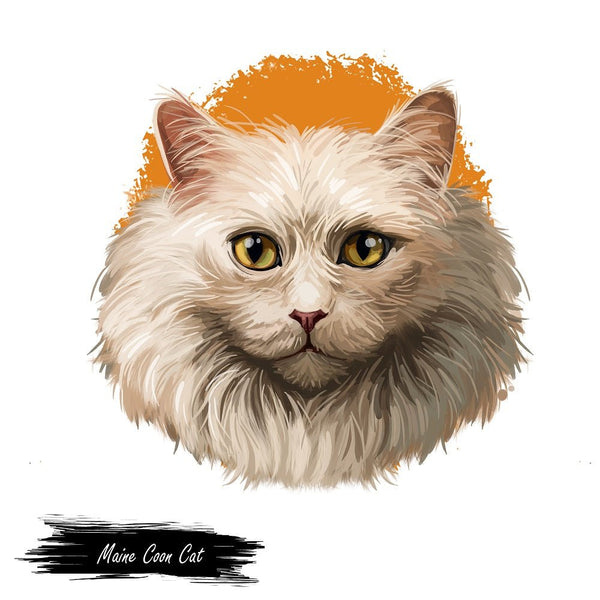 Maine Coon Cat Portrait Fabric Panel - ineedfabric.com