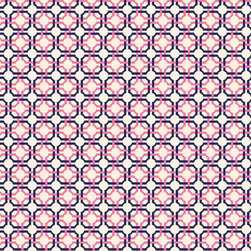 Marcus Fabrics, Rethink Pinks Geometric Fabric - Navy - ineedfabric.com