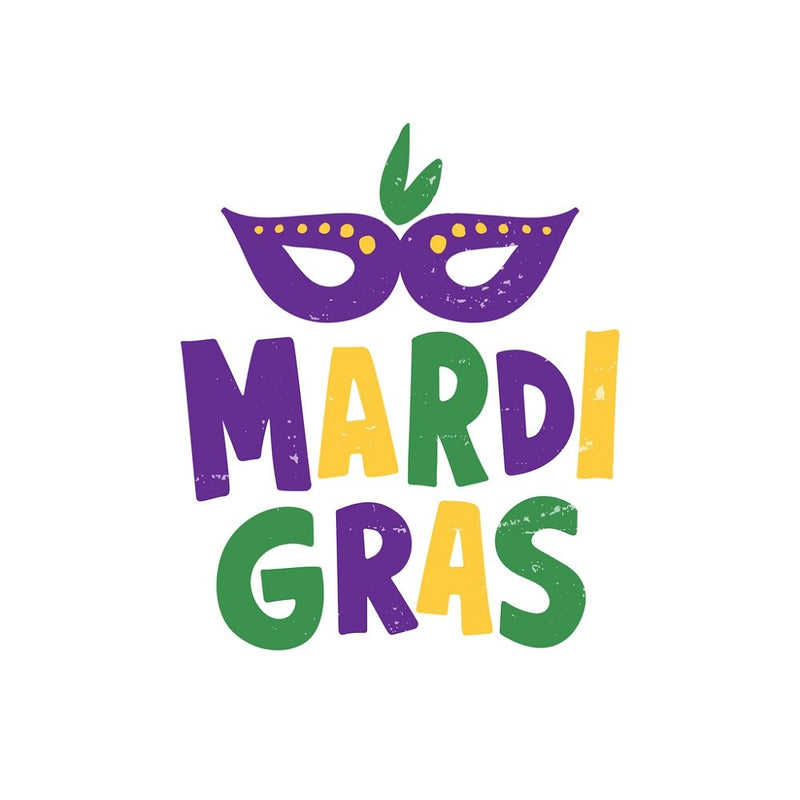 Mardi Gras Lettering & Mask Fabric Panel Style 2 - ineedfabric.com