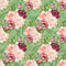 Marsala Bouquets on Dots Fabric - Green - ineedfabric.com