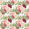 Marsala Bouquets on Stripes Fabric - ineedfabric.com