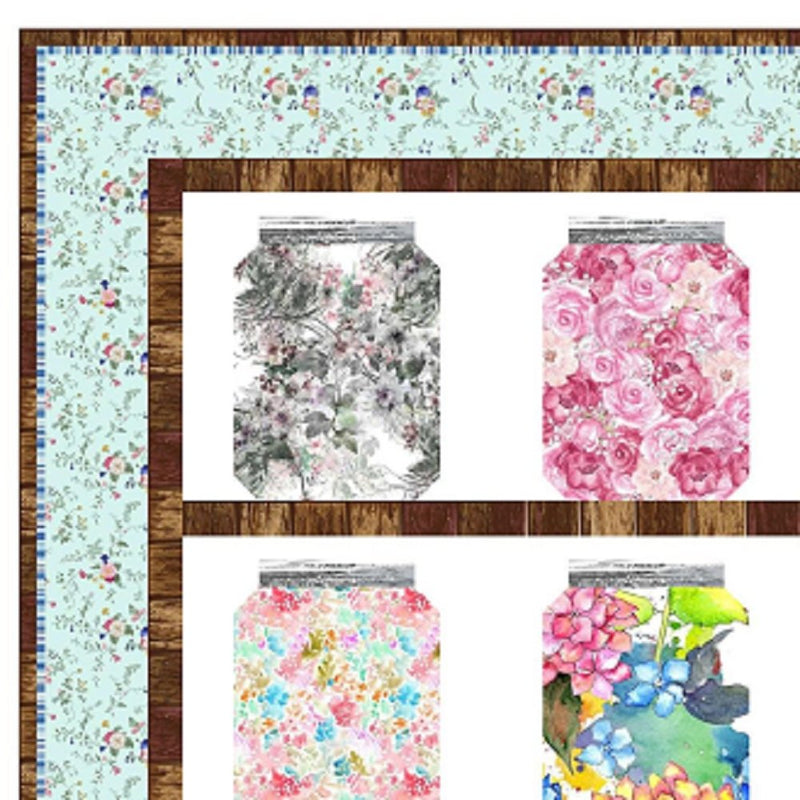 Mason Jar Quilt Kit - Flowers 54 1/2" x 68 1/2" - ineedfabric.com