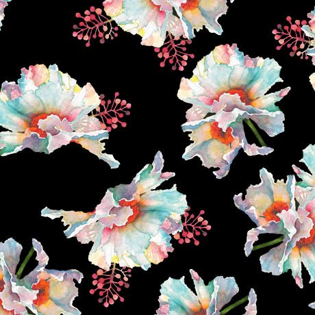 Matilija Poppy Floral Toss Fabric - ineedfabric.com