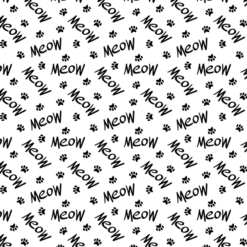 Meow & Paws Fabric - Black - ineedfabric.com