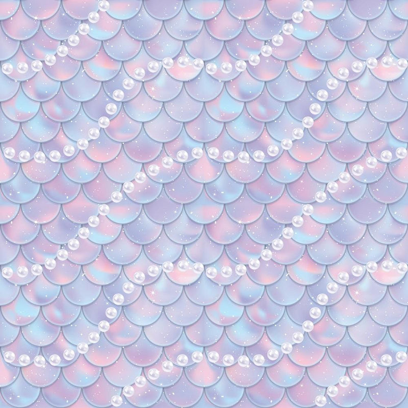Mermaid Tail & Pearls Fabric - Purple - ineedfabric.com