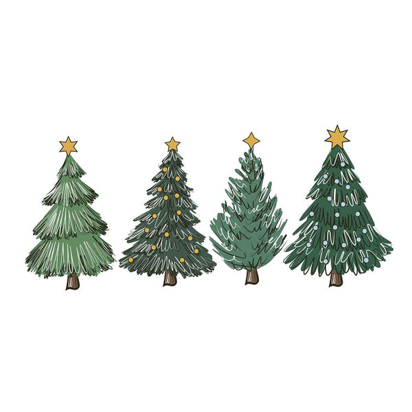 Merry & Bright Christmas Tree 2 Fabric Panel - Green - ineedfabric.com