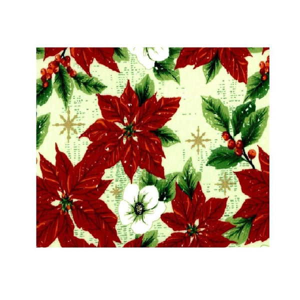 Merry Chistmas Metallic Fabric, Packed Poinsettias - ineedfabric.com