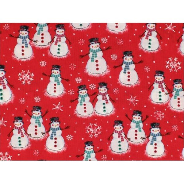 Merry Christmas Basics, Snowman Fabric - Red - ineedfabric.com